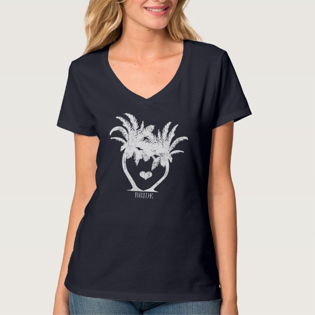 Camiseta Boda de Playa Palm Tree (Anverso)