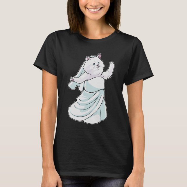 Camiseta Boda de ropa de novia de gato persa (Anverso)