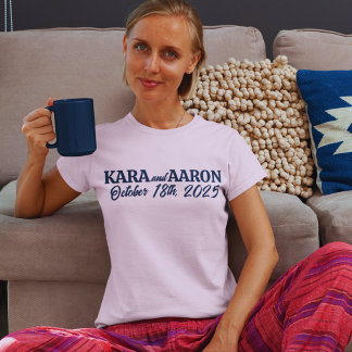 Camiseta Boda de texto de pizarra azul vintage