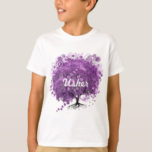 Camiseta Boda del árbol de hoja de corazón púrpura del bosq