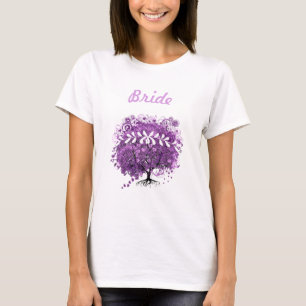 Camiseta Boda del árbol de hoja de corazón púrpura radiante