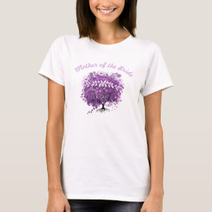 Camiseta Boda del árbol de hoja de corazón púrpura radiante