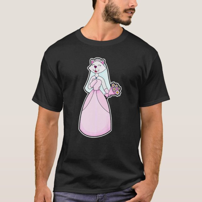 Camiseta Boda del Cat Bride Bunch de flores (Anverso)
