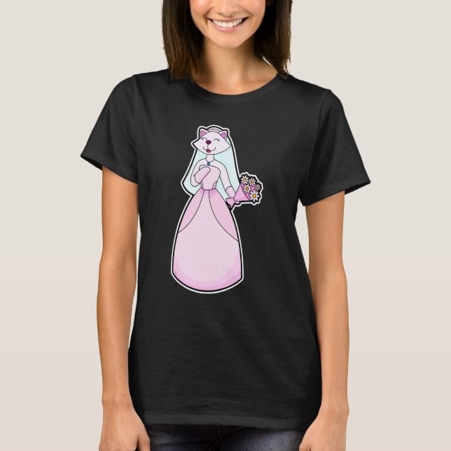 Camiseta Boda del Cat Bride Bunch de flores (Anverso)