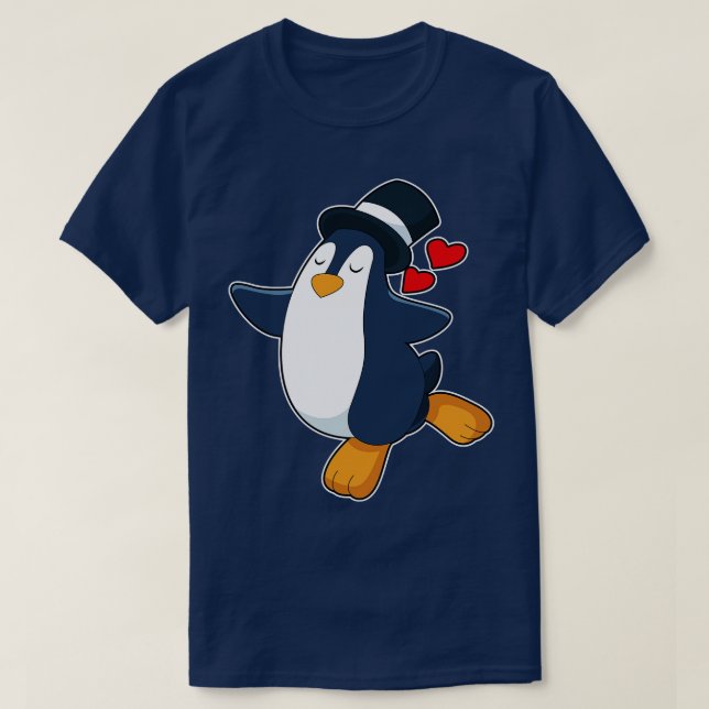 Camiseta Boda del cilindro de Penguin Groom (Diseño del anverso)