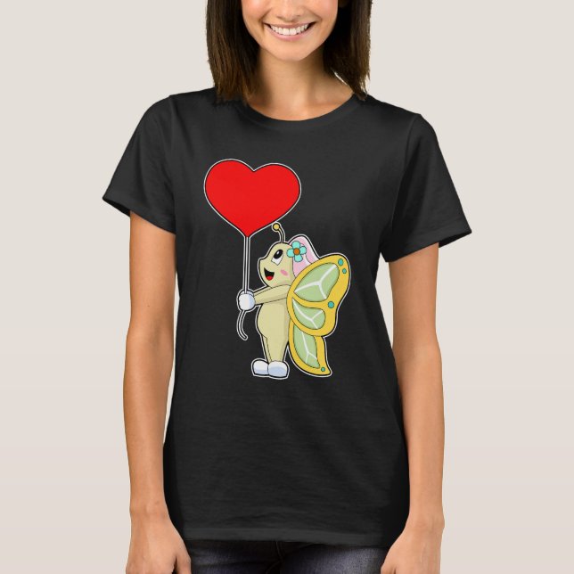 Camiseta Boda del corazón de la novia mariposa (Anverso)