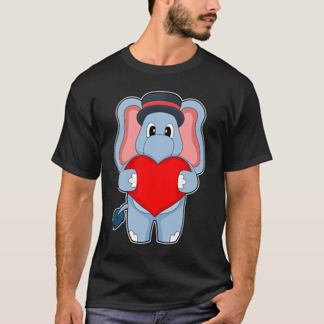 Camiseta Boda del Corazón del Elefante Adornado (Anverso)