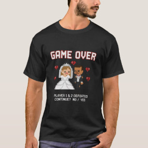 Camiseta Boda Divertida de Jugadores Retro "Game Over" Arte