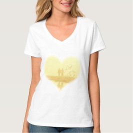 Camiseta Boda en la playa del corazón amarillo
