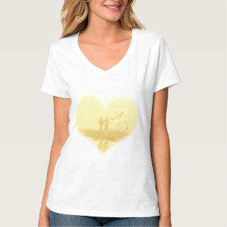 Camiseta Boda en la playa del corazón amarillo