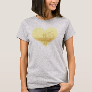 Camiseta Boda en la playa del corazón amarillo