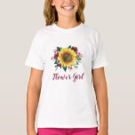Camiseta Boda floral de girasol<br><div class="desc">Esta camiseta chica de flores presenta un diseño acuático con un girasol y rosas de Borgoña. También están disponibles los elementos coincidentes. Visite nuestra tienda o vea nuestras páginas de colección para ver el rango completo.</div>