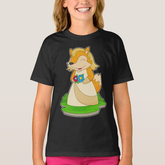 Camiseta Boda Fox Bride Flowers (Anverso)