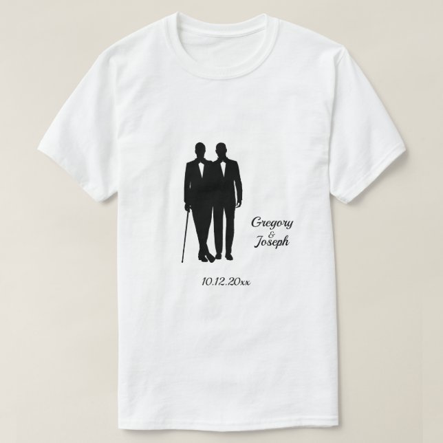 Camiseta Boda gay crece con nombres y fecha (Diseño del anverso)