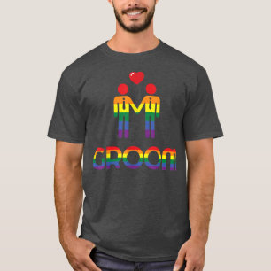 Camiseta Boda Gay Hombres Para Hombres Novio Arcoíris