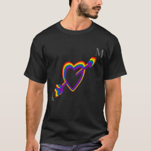 Camiseta BODA gay LGBT orgullo de corazón arcoiris con flec
