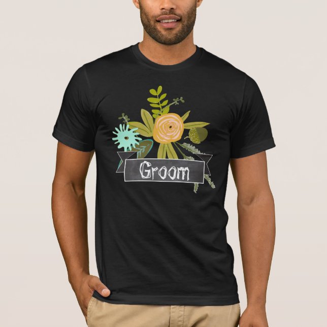 Camiseta Boda Groom de Mint Chalkboard moderna (Anverso)