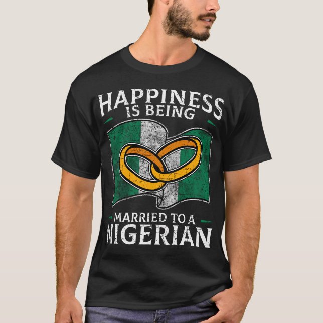Camiseta Boda nigeriano matrimonio con bandera raíz (Anverso)