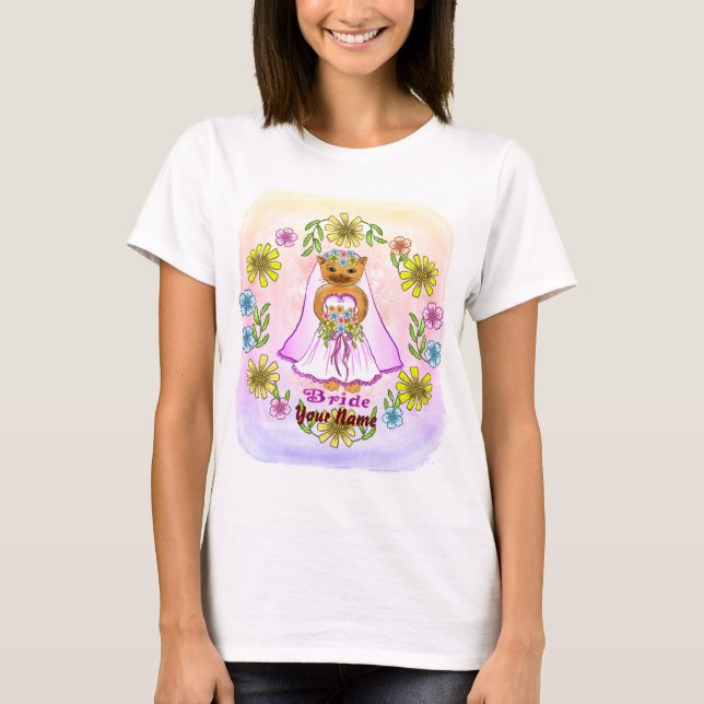 Camiseta Boda personalizada Floral Cat Bride (Anverso)