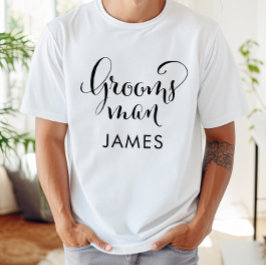 Camiseta Boda personalizado de escritura negra de Groomsman