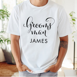 Camiseta Boda personalizado de escritura negra de Groomsman