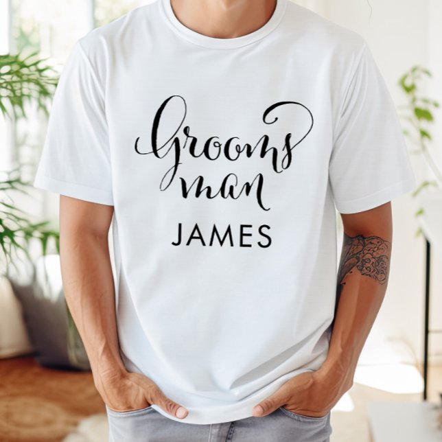 Camiseta Boda personalizado de escritura negra de Groomsman (Subido por el creador)