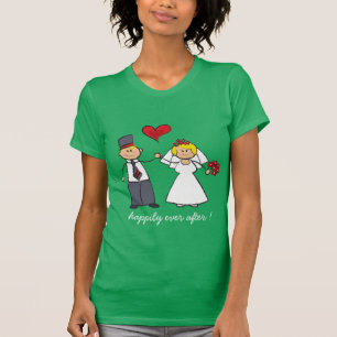 Camiseta Boda personalizado Pareja Novia y Corazón Rojo Gro