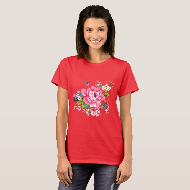 Camiseta Boda Pink Peony ramo de flores (Anverso completo)