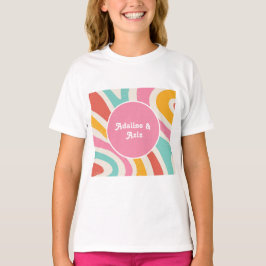 Camiseta Boda Retro Groovy 70s Ondulada Colorida