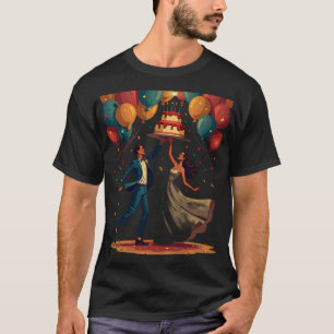 Camiseta Boda Retro Novia Novio Bailando Bengalas Vintag