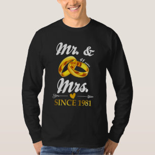 Camiseta Boda Ring Casado Sr. y Sra. Desde 1981 Pareja 41