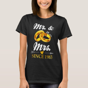 Camiseta Boda Ring Casado Sr. y Sra. Desde 1983 Pareja 39