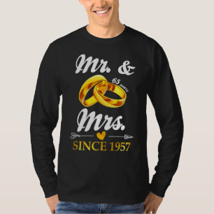 Camiseta Boda Ring se casó con Mr. y Mrs. Desde 1957 Pareja