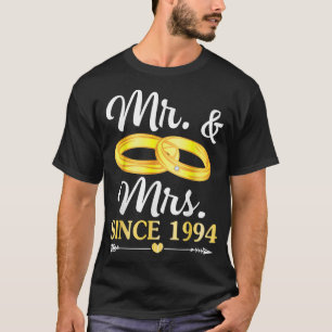 Camiseta Boda Ring se casó con Mr. y Mrs. Desde 1994 Happy 