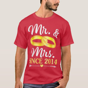 Camiseta Boda Ring se casó con Mr. y Mrs. Desde 2014 Happy 