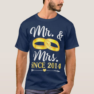 Camiseta Boda Ring se casó con Mr. y Mrs. Desde 2014 Happy 