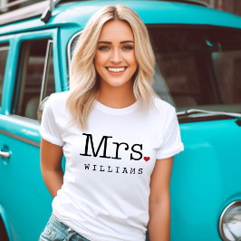 Camiseta Boda Señora Monograma Apellido Corazón