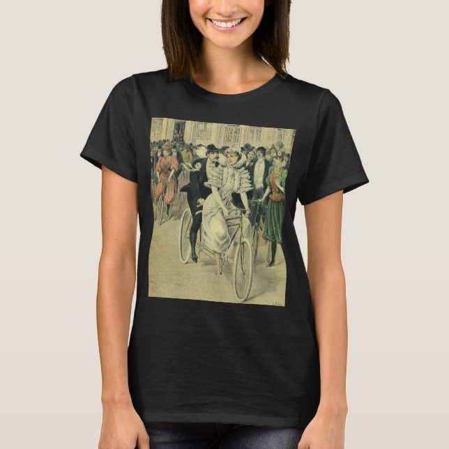 Camiseta Boda victoriana novia y bicicleta recién casada Gr (Anverso)