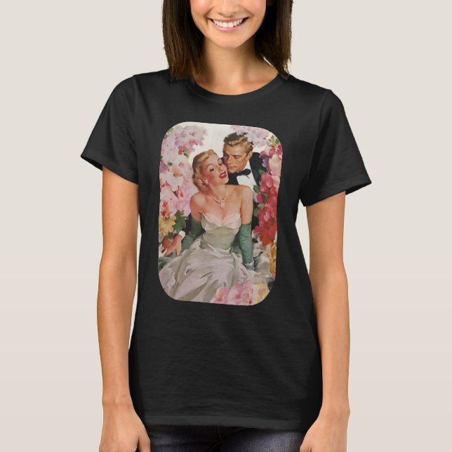 Camiseta Boda vintage, novia retro y recién casados (Anverso)