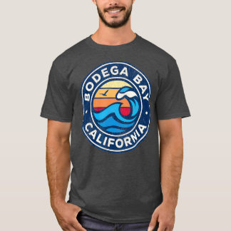 Camiseta Bodega Bay California CA Ondas Náuticas Vintage