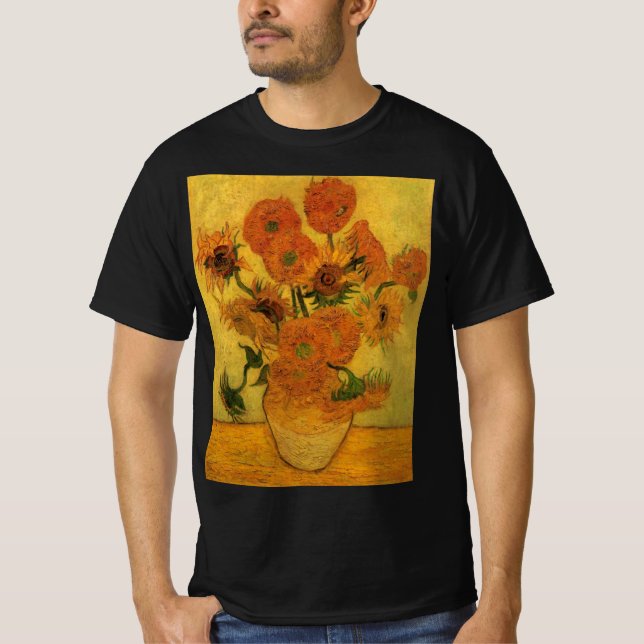 Camiseta Bodegón de Vincent van Gogh Jarrón con 15 girasole (Anverso)