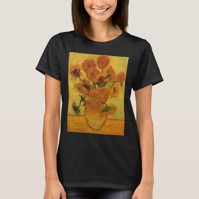 Camiseta Bodegón de Vincent van Gogh Jarrón con 15 girasole (Anverso)