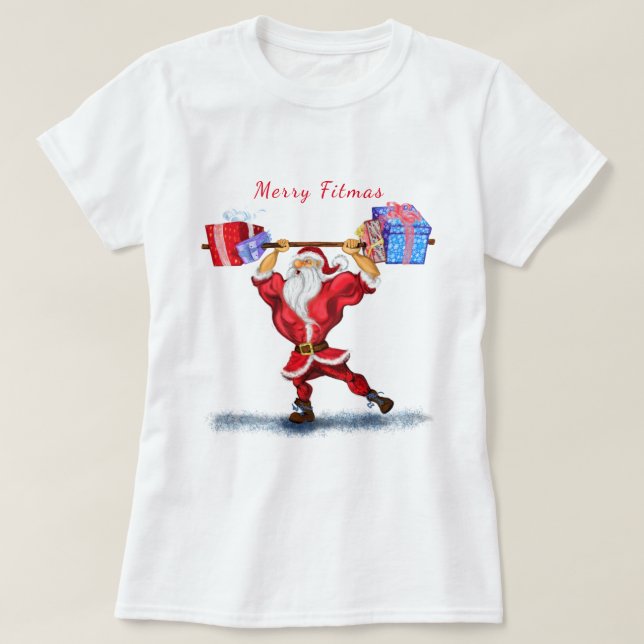 Camiseta Bodybuilder Santa Claus - Regalos de Navidades - G (Diseño del anverso)