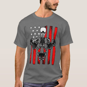 Camiseta Bodybuilder Skeleton Gym Workout Atlete Halloween