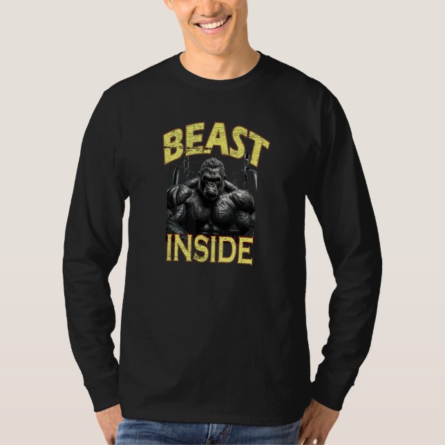 Camiseta Bodybuilding Gorilla Gym Fitness Beast Inside (Anverso)