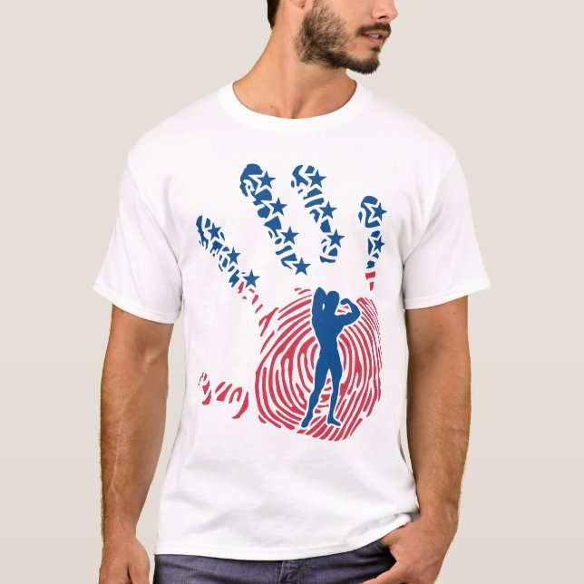 Camiseta bodybuilding_musculation_main_ americaine_drapeau_ (Anverso)