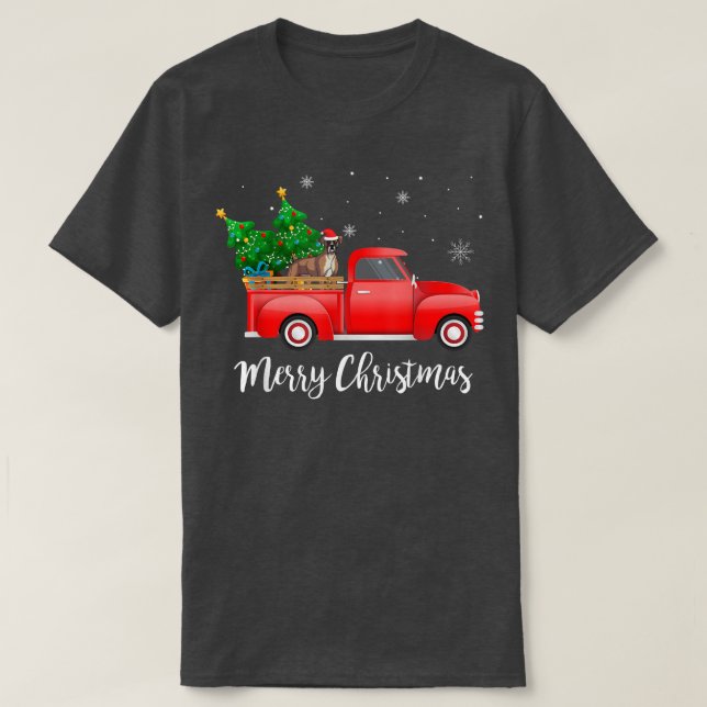 Camiseta Boer Dog Riding Red Truck Navidades (Diseño del anverso)