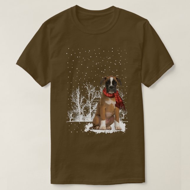 Camiseta Boer Winter Scarf Dogs Tree Forest Snow Navidades (Diseño del anverso)