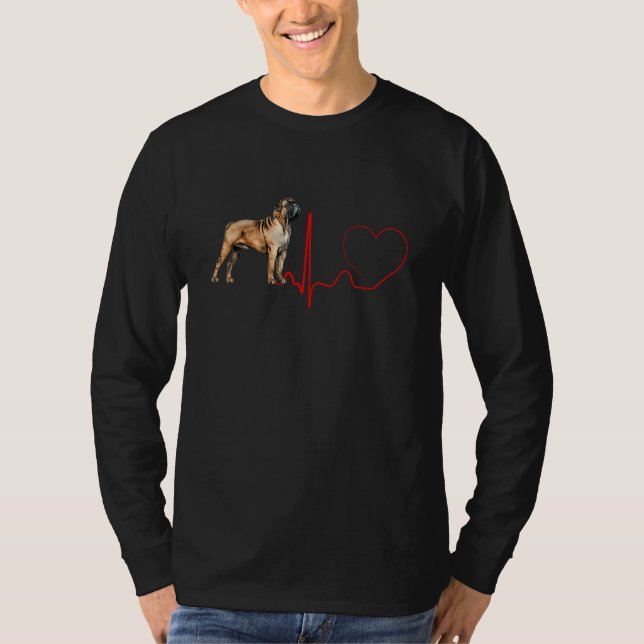 Camiseta Boerboel Dog Heartbeat EKG  My Dogs Are My Cardio (Anverso)
