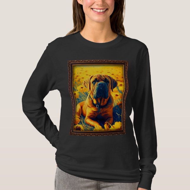 Camiseta Boerboel Painting Sunflower Flower Mom Women Flora (Anverso)